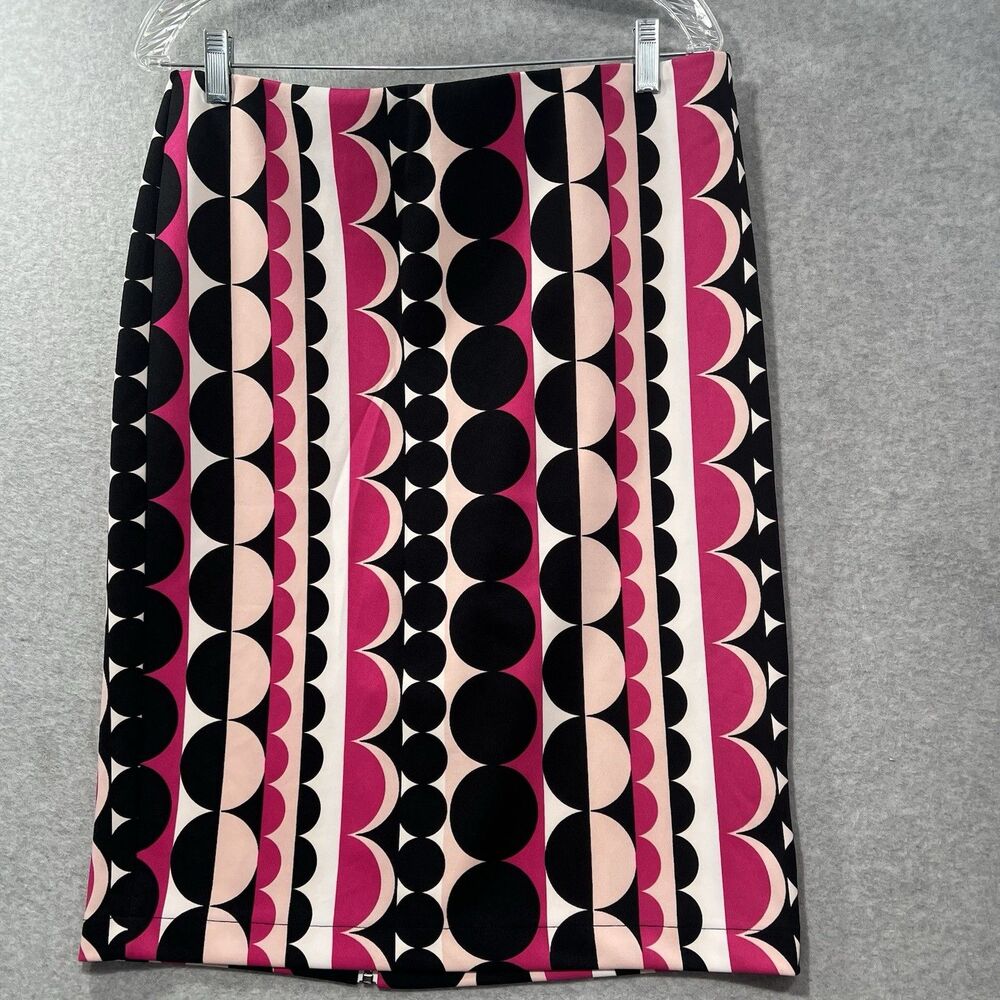 Vince Camuto pink mod Print Pencil Skirt Large Geometric vintage inspired